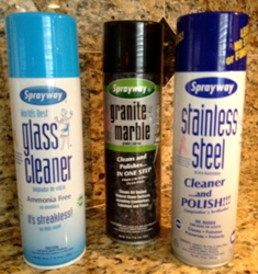 cans of Sprayway cleaners